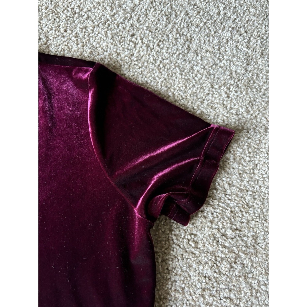 VTG 90s Y2K Kathie Lee Collection Womens Large Velvet V Neck‎ Top Dark Boho - Picture 4 of 5